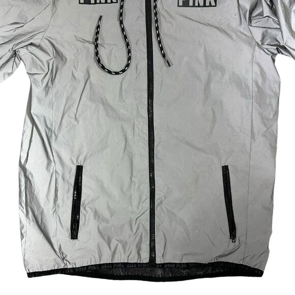 Victoria’s Secret Pink Limited Edition Grey Reflective Anorak Rain Jacket XS/S - Picture 7 of 12